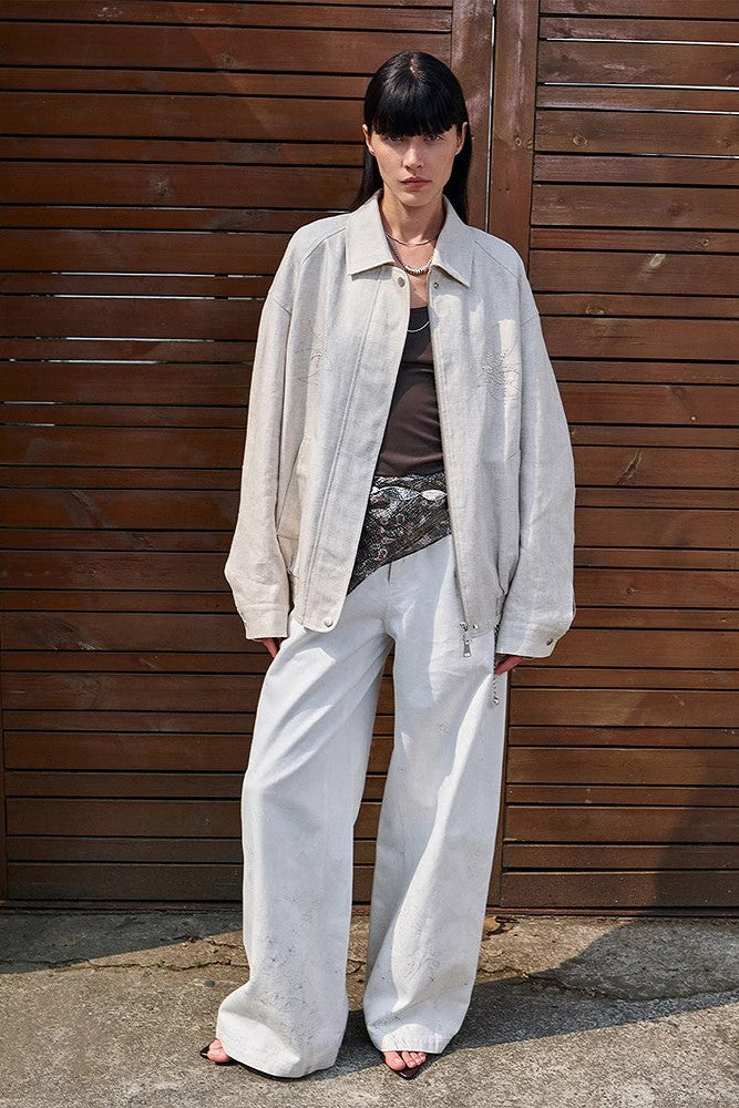 Retro ethnic style beaded embroidery linen loose straight version jacket spring"Comfort Zone"