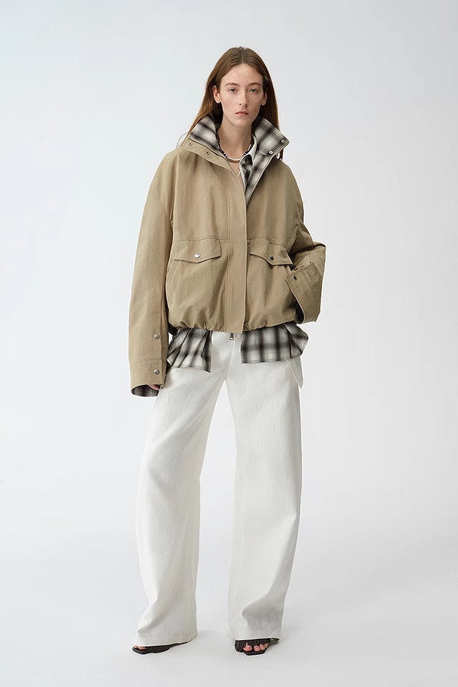 Fireladyfur Women's Retro Plaid Cotton Short Jacket | Loose Fit "Monsoon Climate"-0