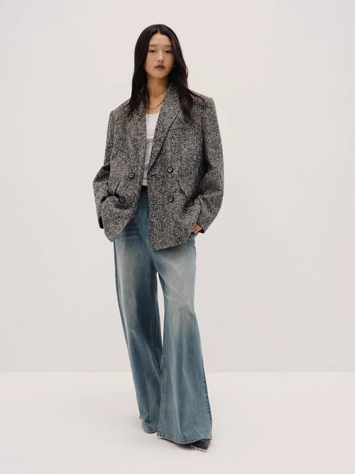 "Long Night Meteor" Limited Edition Italian Imported Yarn Fashionable Chanel Style Tweed Suit Jacket-0