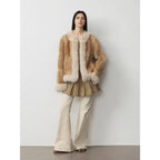 Fireladyfur Women's  Blue Mink & Fox Fur Patchwork Coat "Casual Gene"-0