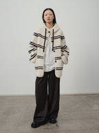 Fireladyfur Women's Lamb Wool Striped Jacket“Snowy New Year”-4