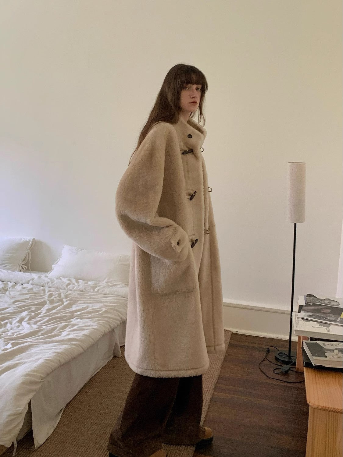 Fireladyfur Women's Long Sheepskin Jacket with Stand Collar“Dreamer”-1