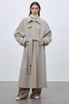 Fireladyfur Women's Raglan Sleeve Double-layer Collar Wool Coat"Moonlit Veil"-0