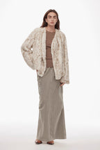 "Inspiration Glimpse" lapel double-breasted loose woven Rex rabbit fur coat for women in winter-0