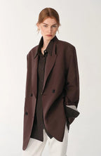 Women's high-density fine silk wool peaked lapel suit jacket-0