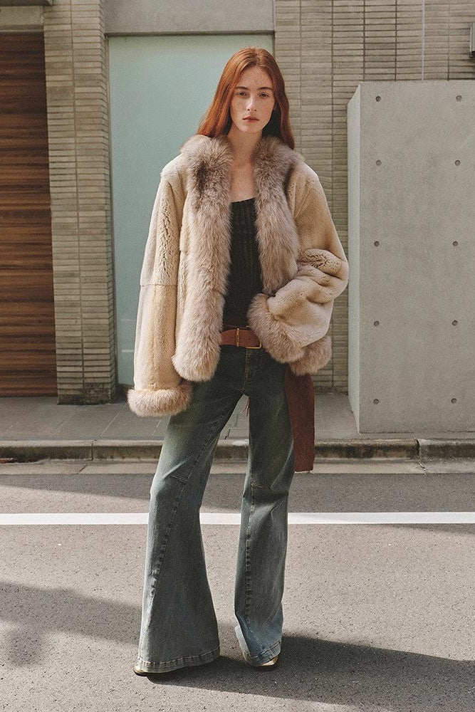 Paris pictorial Vintage two-tone fox fur collar soft otter fur jacket-0