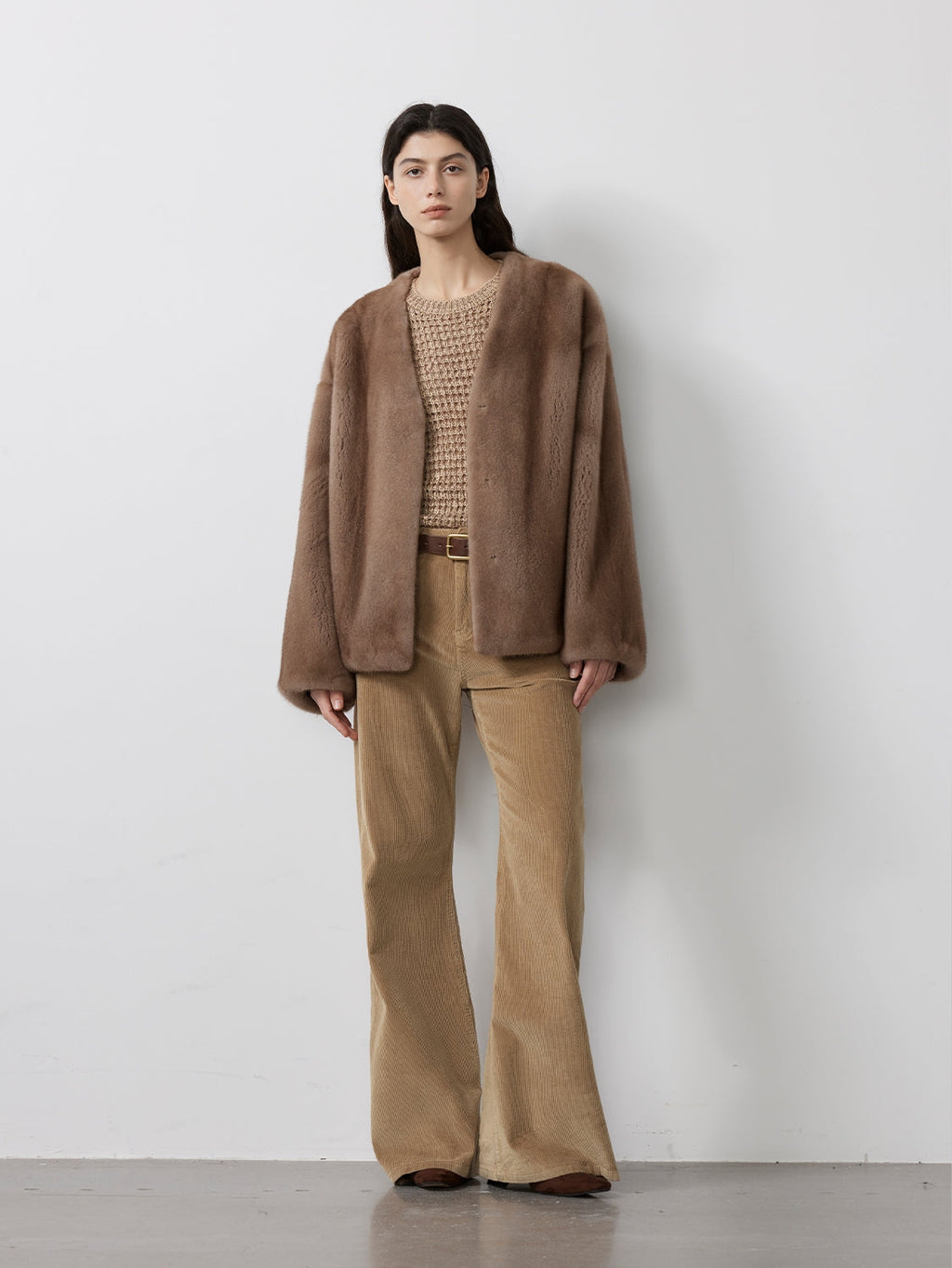 Louvre Mink V-Neck Jacket-2