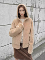 Fireladyfur Women's Hooded Merino Sheepskin Jacket“Bad boy”-4