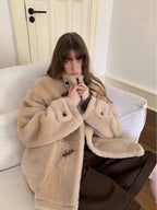 Fireladyfur Women's Long Sheepskin Jacket with Stand Collar“Dreamer”-2