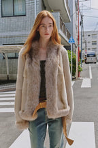 Paris pictorial Vintage two-tone fox fur collar soft otter fur jacket-1
