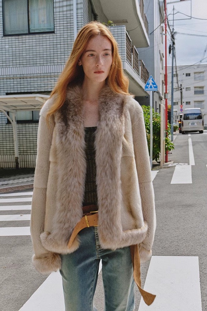 Paris pictorial Vintage two-tone fox fur collar soft otter fur jacket-1