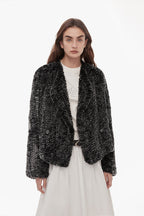 "Inspiration Glimpse" lapel double-breasted loose woven Rex rabbit fur coat for women in winter-1
