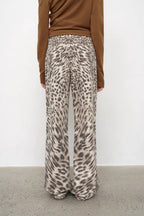 “Wild roar”vintage original leopard print Turkish imported washed slimming straight-leg bootcut jeans-4