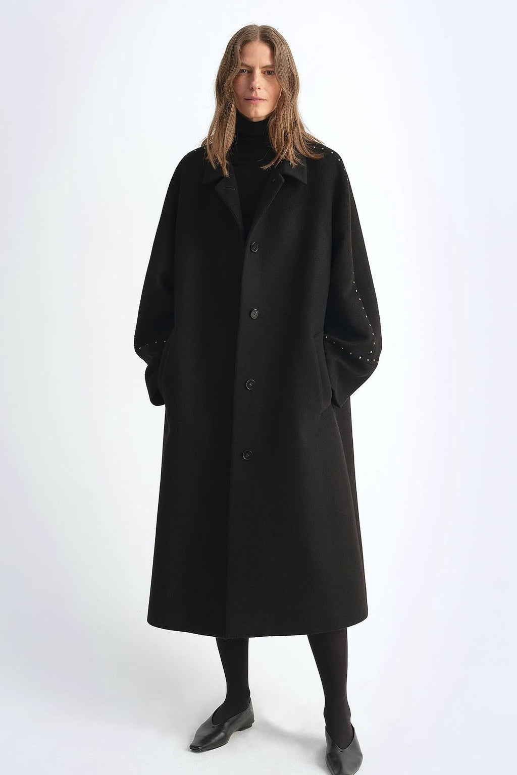 "Dream of Champs Elysees" riveted lapel wool coat women's autumn and winter coat-0