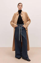 "Retro Blues" fashionable high waist pleated design washed casual wide leg jeans for women-0