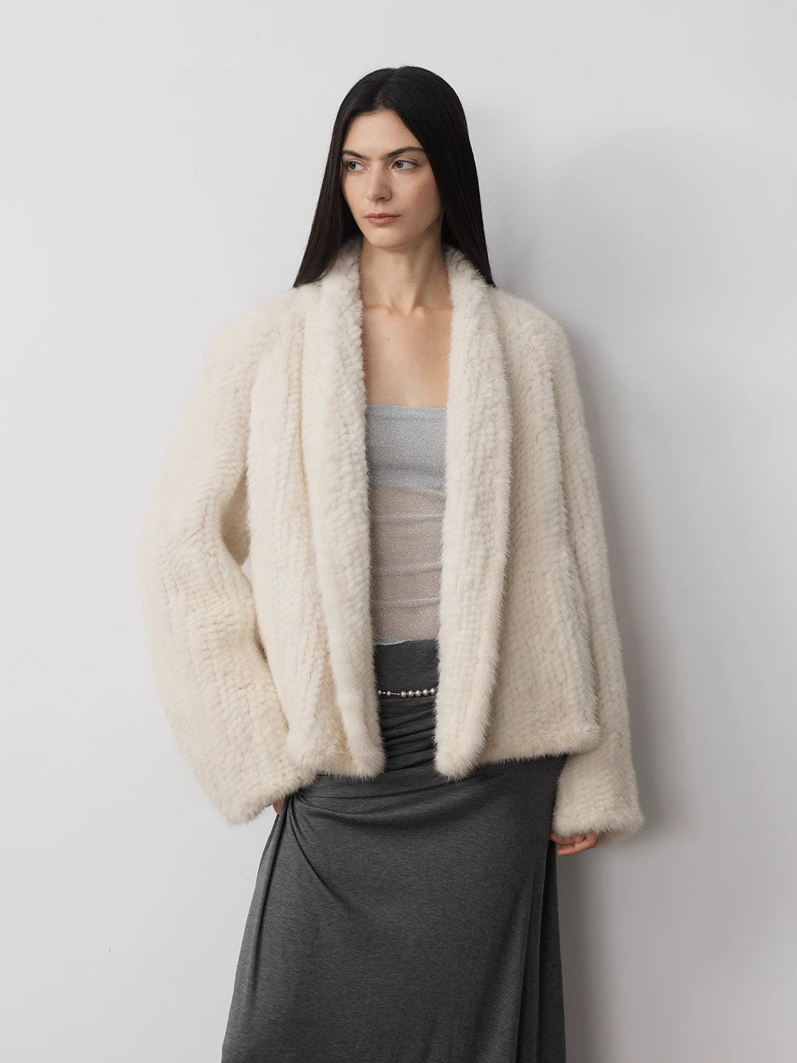 Dream Traveler Mink Vintage Light Luxury Texture Three-dimensional Silhouette Knitted Mink Coat-2
