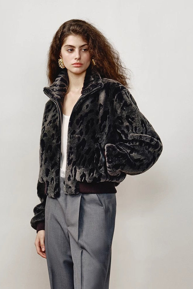 FF×JW Dapple Manor Fashionable Casual Warm Stand Collar Merino Sheepskin Jacket-3