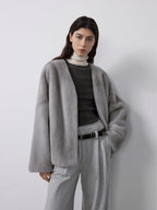 Louvre Mink V-Neck Jacket-4
