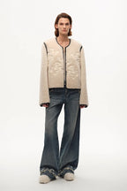 "FF×JW Muse Project" embroidered round neck short merino wool sheepskin fur coat-0