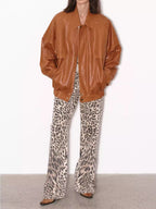Fireladyfur Women's Leather Jacket with Lapel Collar and a Vintage Finish“Rebel”-4