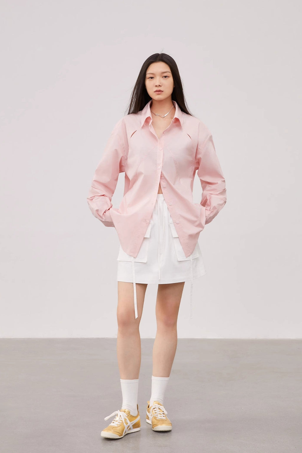 Tencel jacquard striped long-sleeved shirt jacket women's loose top"Spring and Summer Prank"-4