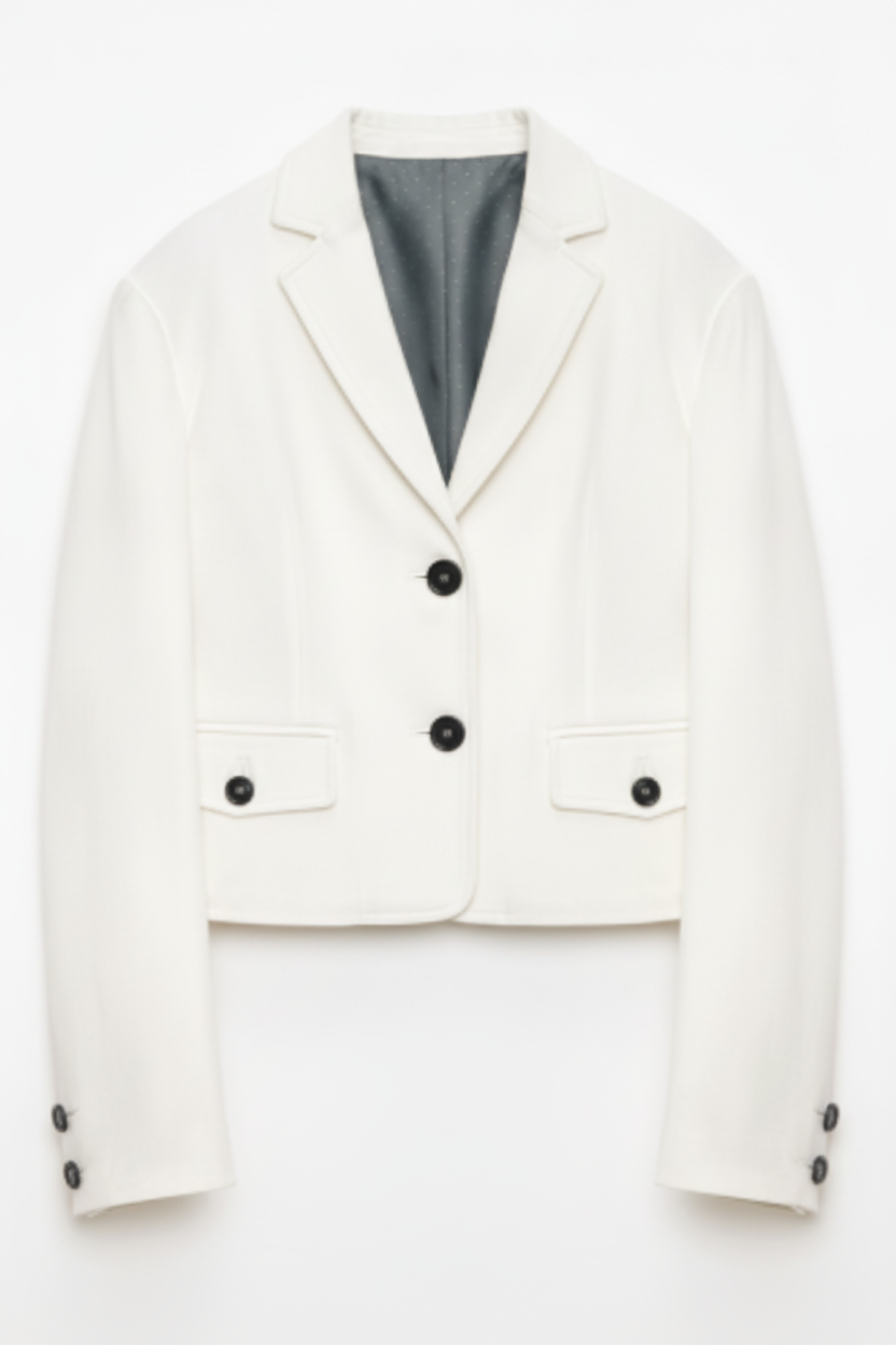 Stand Collar Suit Sheepskin Leather Short Jacket "Roman Story"-5
