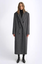 "Opium Nights"Women's Double-Breasted Blazer Coat with Straight Shoulders-0