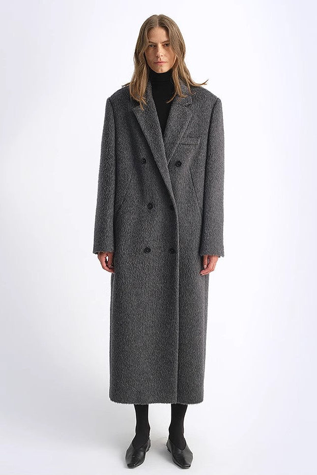 "Opium Nights"Women's Double-Breasted Blazer Coat with Straight Shoulders-0
