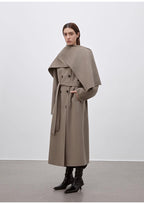 "Assassin's Creed" removable scarf collar, woolen coat for women, autumn and winter coat-4