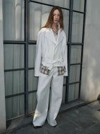 Practical personality linen draped trapezoidal jacket"Modern Past"-1