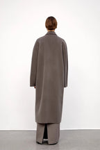 "Desert Mirage"Double-Breasted Coat with Shoulder Seam and Slight Cocoon Shape-2