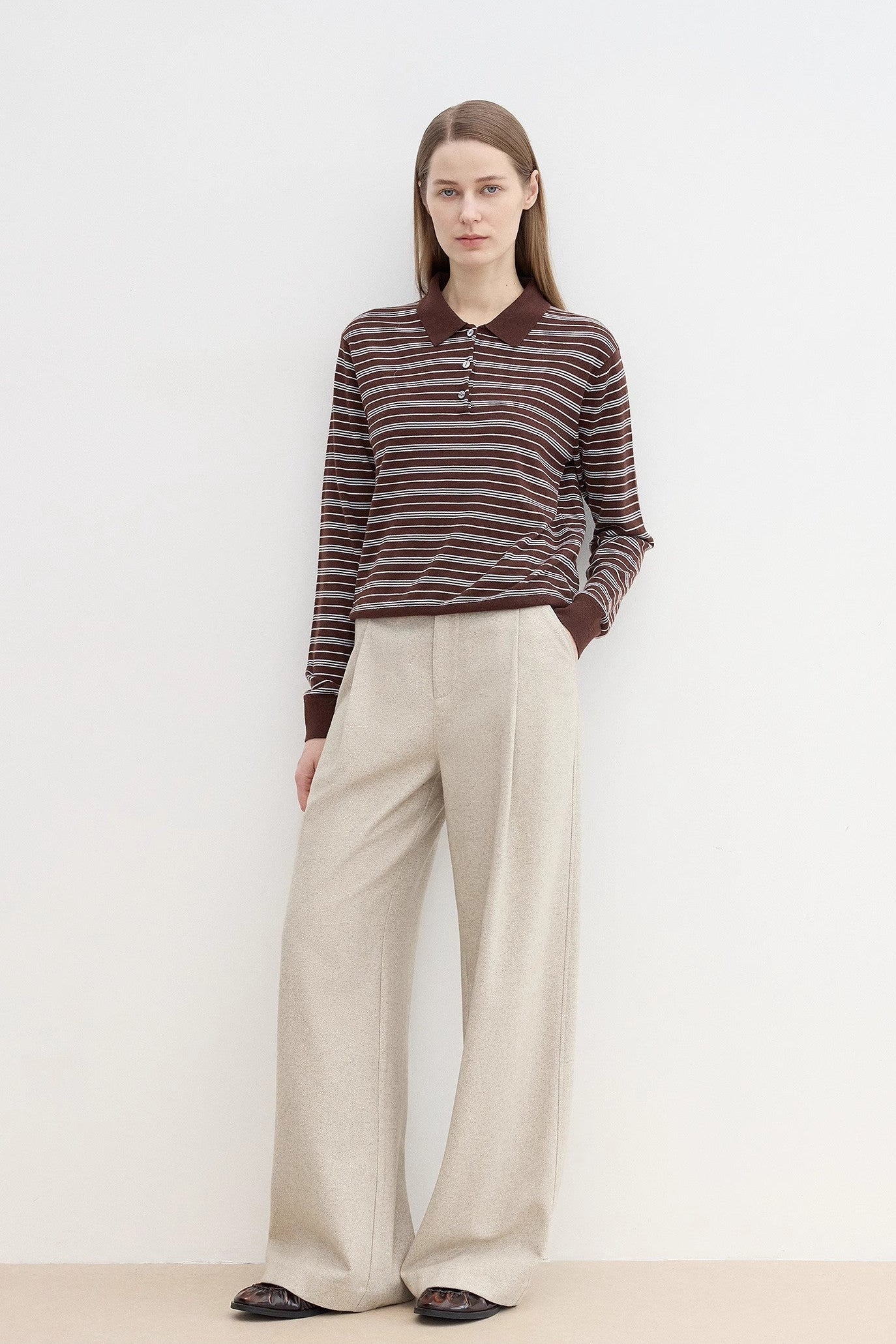"Leisure Moments" classic low-waisted loose casual straight pants exquisite fashion sense casual pants for women-4