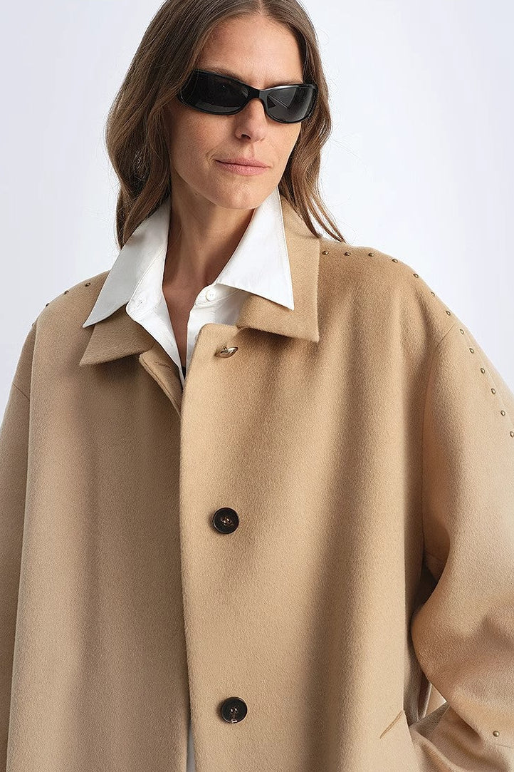 "Dream of Champs Elysees" riveted lapel wool coat women's autumn and winter coat-2