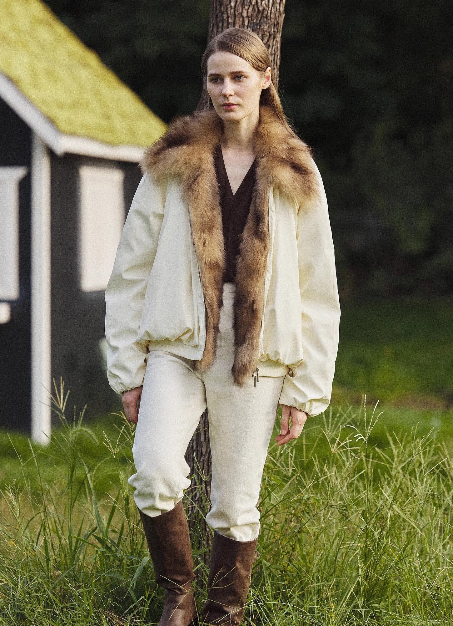 Fireladyfur Women's Detachable Contrasting Fox Fur Collar Down Jacket"Day and Night Rider"-1