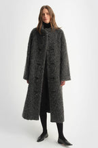 "Parisian Affair"Circle Long Fur Toggle Coat for Women-0