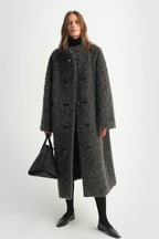 "Parisian Affair"Circle Long Fur Toggle Coat for Women-1