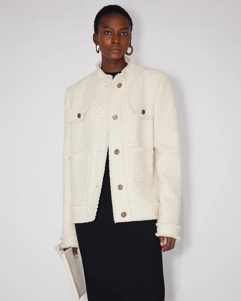 Heavy wool wool edged exquisite high-end small fragrant style jacket for women-4