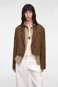 Stand Collar Suit Sheepskin Leather Short Jacket "Roman Story"-1