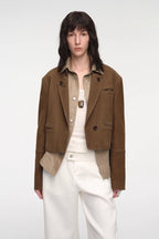 Stand Collar Suit Sheepskin Leather Short Jacket "Roman Story"-1