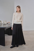 “Imbell"Imported Yangtze 30NM Contrast Stitch Wool Knit Skin-Friendly Short Top-3