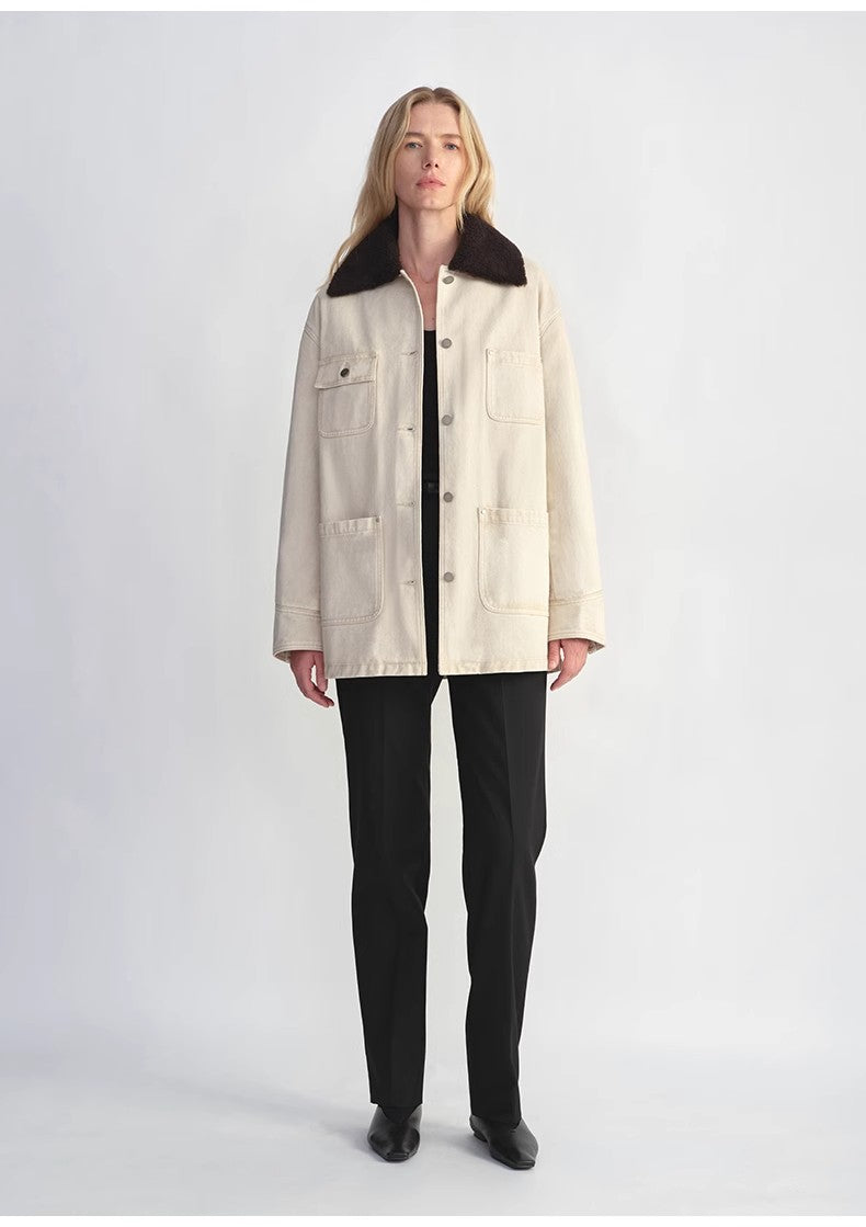Fireladyfur Women's Goose Down Detroit Jacket with Merino wool Collar-1