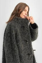 "Parisian Affair"Circle Long Fur Toggle Coat for Women-3
