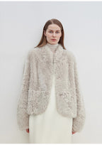 "Yorta" imported Tuscan curly wool upper arc collar sheepskin coat-4
