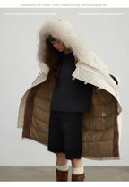 Fireladyfur Women’s Hooded Down Raccoon Fur Collar Parka Cold Weather“Manchester City old story”-4