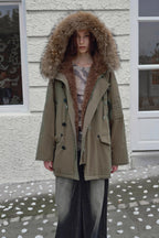 Fireladyfur Women's Shearling Lined Down Parka with Raccoon Fur Collar hood"Coastal Highway II"-3