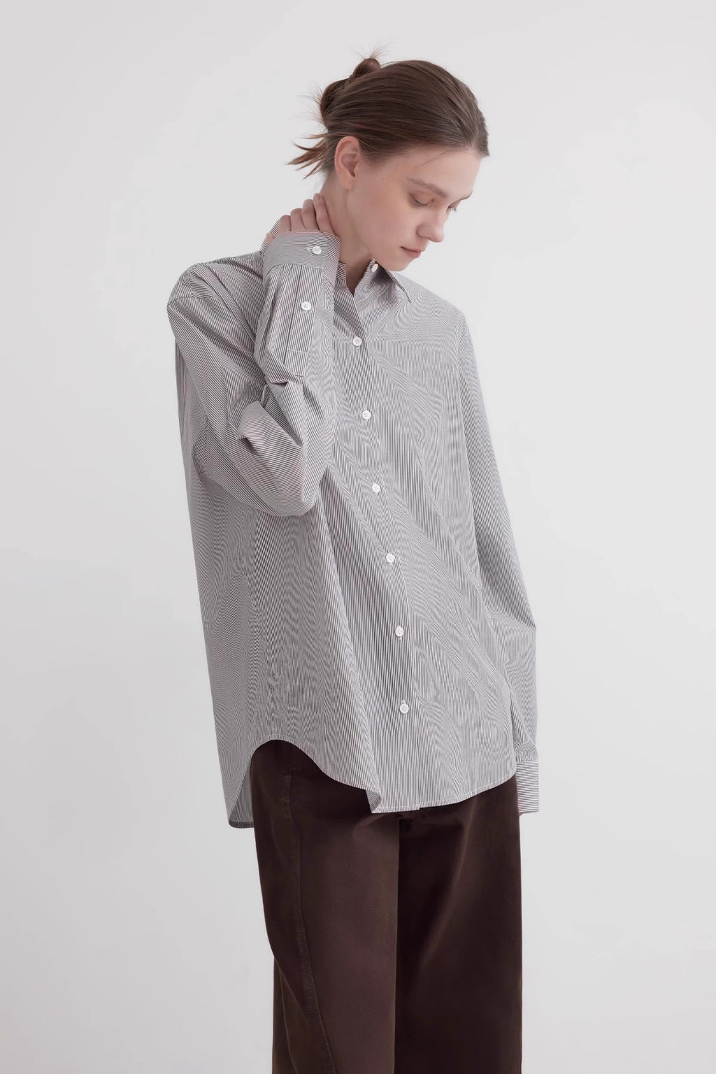 Plaid shirt commuting inner top high-end long-sleeved "Independence Song"