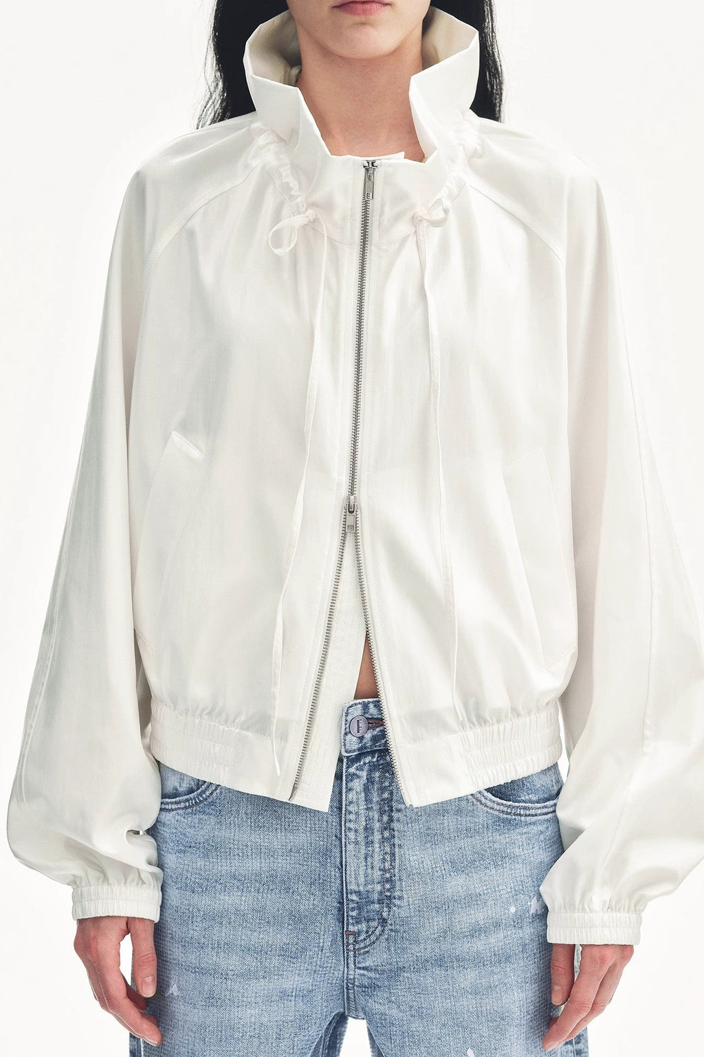 "Front Page Daily" drawstring raglan sleeve straight collar jacket summer-4
