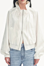 "Front Page Daily" drawstring raglan sleeve straight collar jacket summer-4