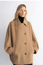 Fireladyfur Women's Cashmere Wool Short Coat with Bat Sleeves"Fleeting Memories"-4