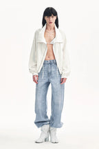 "Front Page Daily" drawstring raglan sleeve straight collar jacket summer-0